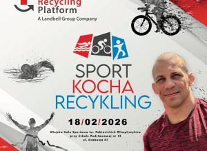 Frgament plakatu "Sport kocha recykling"
