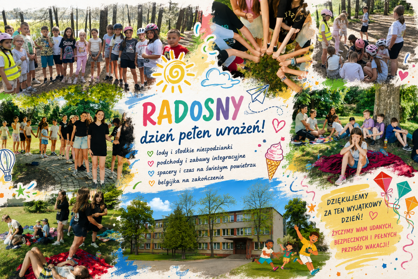 Ostatni dzień roku szkolnego upłynął w atmosferze radości, uśmiechu i wsp&oacute;lnej zabawy. Zamiast szkolnych ławek na uczni&oacute;w czekały liczne atrakcje &ndash; integracyjne zabawy, emocjonujące podchody, spacery oraz beztroski czas spędzony na świeżym powietrzu.