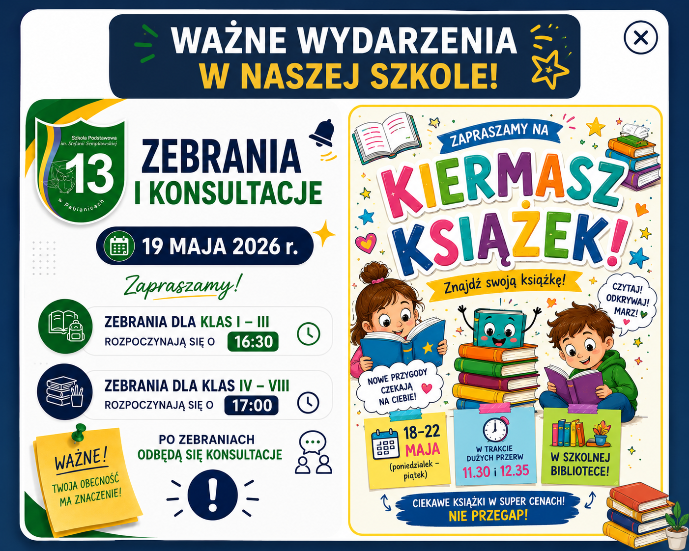 Informacja nt organizowanych zebrań oraz kiermaszu.