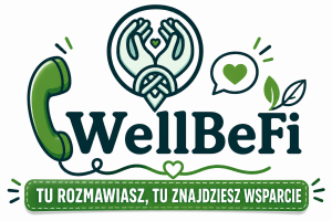 Logo „Zdalny Psycholog” z tarczą Szkoły Podstawowej nr 13 w Pabianicach, ikoną słuchawki oraz symbolami wsparcia, rozmowy i bezpieczeństwa.
