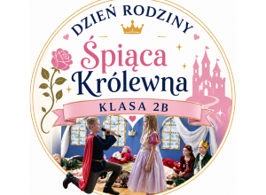 Logo, którego centralnym elementem jest scena z przedstawienia „Śpiąca Królewna”, otoczona symbolami bajki – zamkiem, różą i koroną.